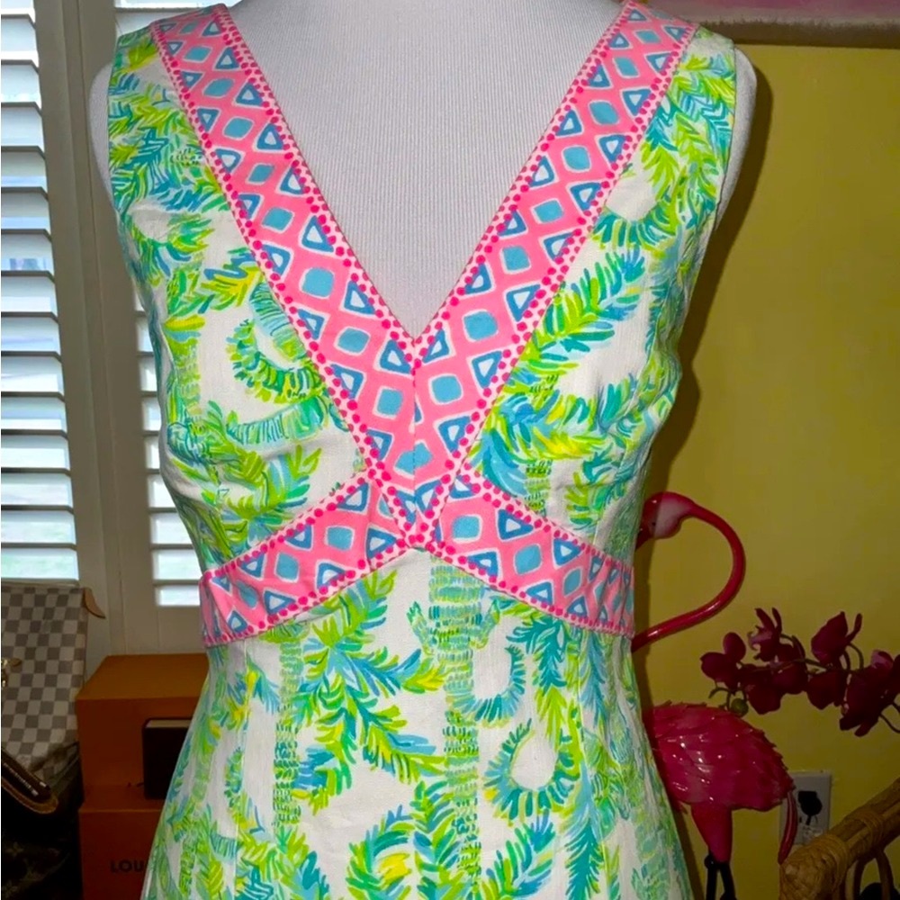 Lilly Pulitzer NWT Lanora Stretch Shift Dress Fresh Citrus Keep Palm - Picture 7 of 10